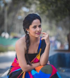 sexy boobs pop out cleavage_anasuya bharadwaj-hot half saree stills
